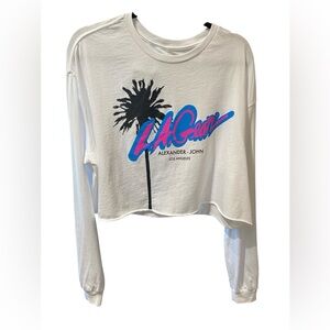 NWT- L.A. Gear John Alexander White Long Sleeve Crop Top T-Shirt - Oversized XL